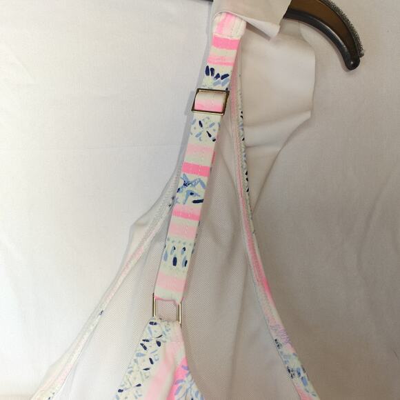 Lilly Pulitzer carmen One piece ruffle swimsuit Sz 14 resort white sea stripes - Picture 10 of 14